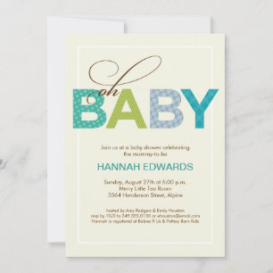 Invitation Baby shower Oh Baby Blue Green Type