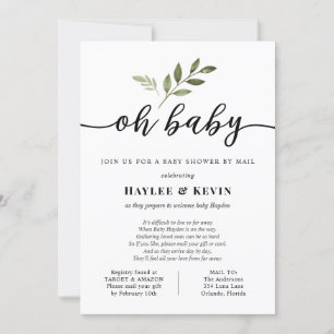 Invitation baby shower "Oh Baby" par courrier