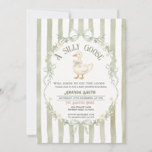 Invitation Baby Shower Oie Silly Verte Préparatoir
