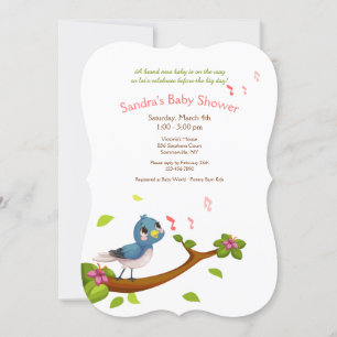 Invitation Baby Shower Oiseau Bleu