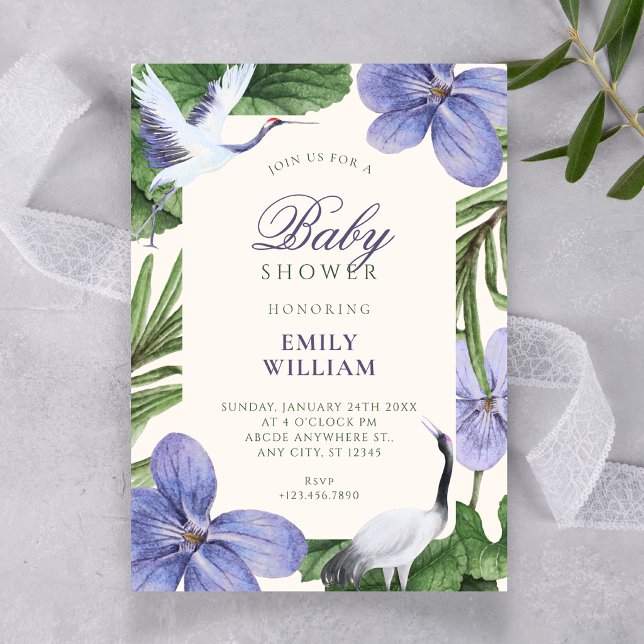 Invitation Baby shower oiseau décoratif floral (Créateur téléchargé)
