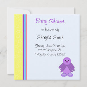 Invitation Baby Shower Oiseau Violet