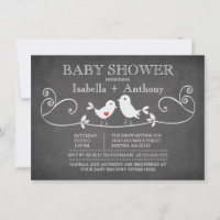Baby Shower Oiseaux de l'Amour Tableau Noir Vintag