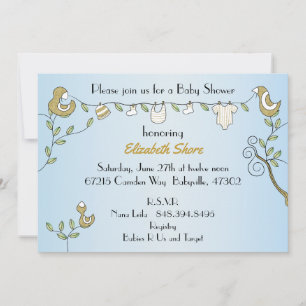 Invitation baby shower "Oiseaux d'or"