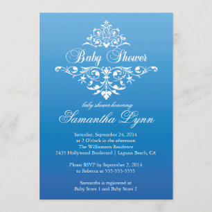 Invitation Baby shower Ombre Bleu Élégant