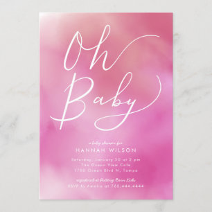 Invitation Baby shower Ombre d'aquarelle rose