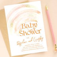 Baby shower Ombre Rainbow Unisex Orange Stars