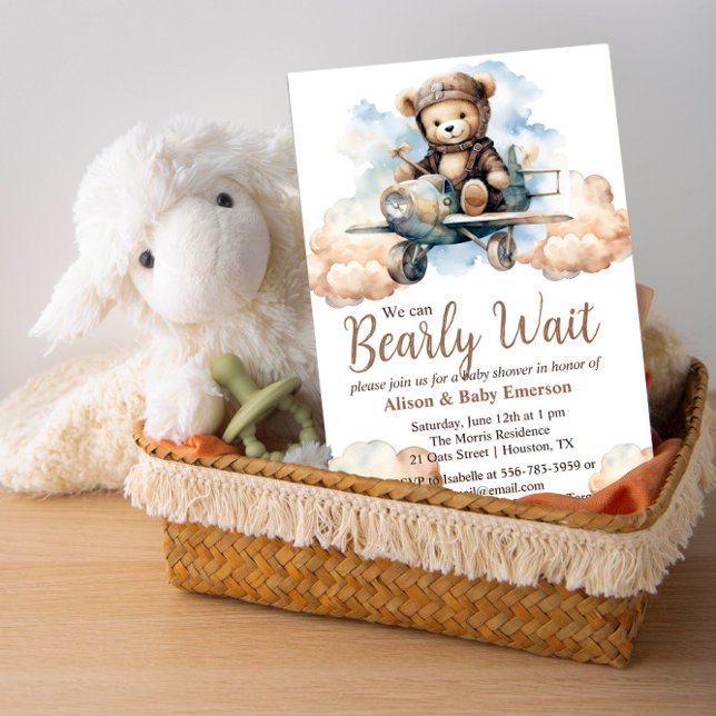 Invitation Baby shower "On peut attendre vite" ("We can Bearly Wait" Baby Shower Invitation)