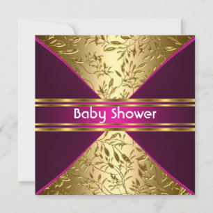 Invitation Baby shower or et rose