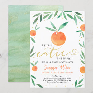 Invitation Baby shower Or Little Cutie Greenery