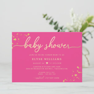 Invitation Baby shower or rose chaud