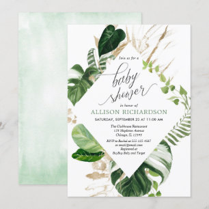 Invitation Baby shower or vert tropical neutre genre