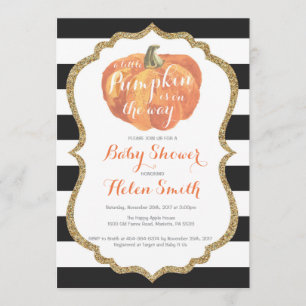 Invitation Baby shower Orange Black and Gold