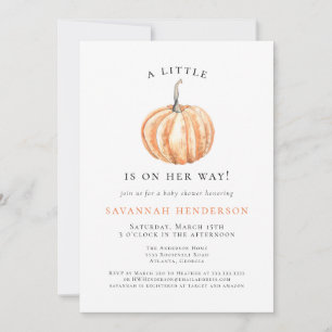 Invitation Baby Shower Orange Citrouille Aquarelle