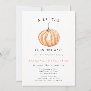 Invitation Baby Shower Orange Citrouille Aquarelle