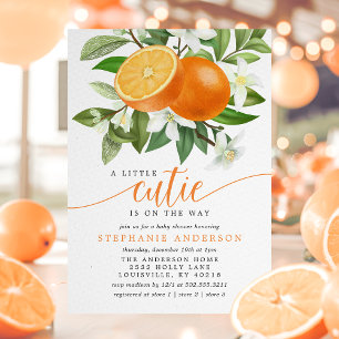 Invitation Baby Shower Orange Citrus Little Cutie en route