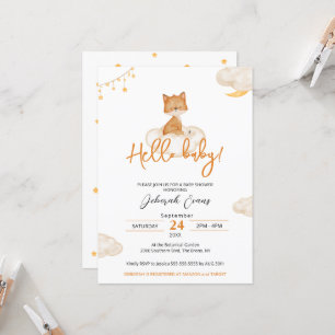 Invitation Baby shower Orange Cute Fox