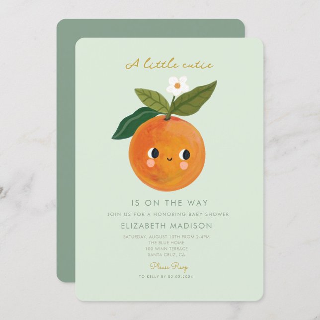 Invitation Baby shower orange de Little Cutie (Créateur téléchargé)
