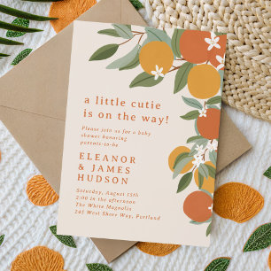 Invitation Baby shower orange de Little Cutie Citrus