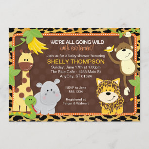 Invitation Baby shower orange Invitati d'amis de jungle de
