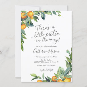 Invitation Baby shower Orange Little Cutie