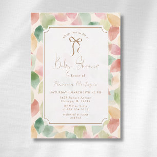 Invitation Baby Shower Orange Sauge Vintage Feuille D'automne