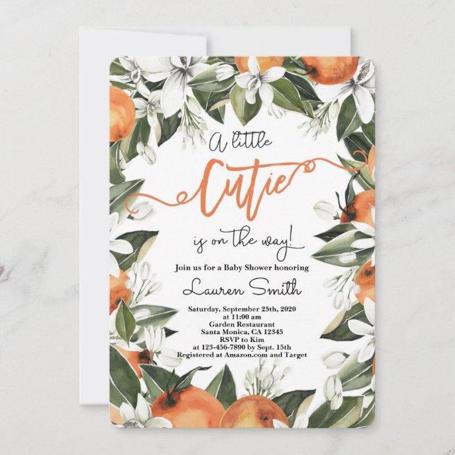 Invitation Baby shower Oranges Cuties (Devant)