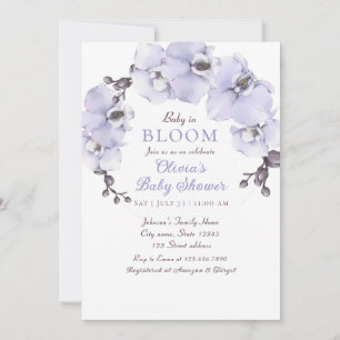 Invitation Baby Shower Orchidée Lavande Élégant