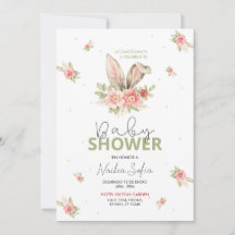 Baby shower Orejas de Conejo Rosa y Flores
