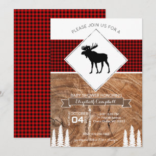 Invitation Baby shower orienté d'orignaux de plaid de Buffalo