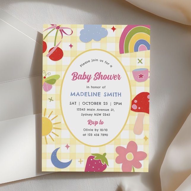Invitation Baby-Shower Original Dessin Animé Rétro (Créateur téléchargé)