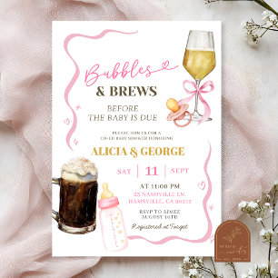 Invitation Baby shower original rose à main