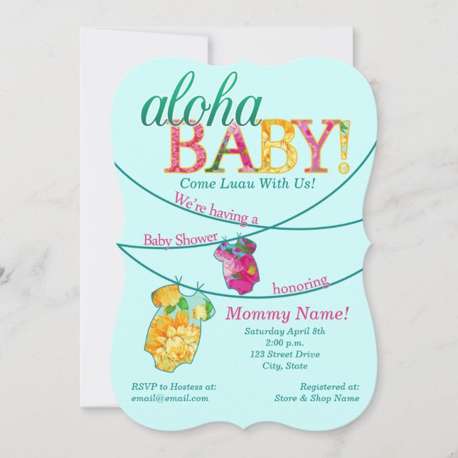 Invitation Baby shower Ornate Luau (Devant)