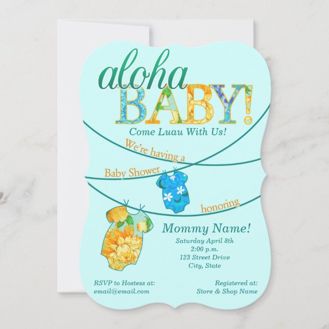 Invitation Baby shower Ornate Luau (Devant)