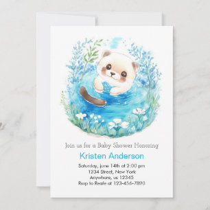 Invitation Baby shower Otterly Whimsical Blue Meadow Boy