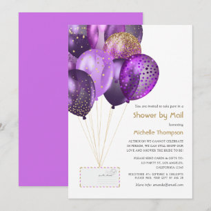 Invitation Baby Shower ou Bridal Shower Violet et Or par la P