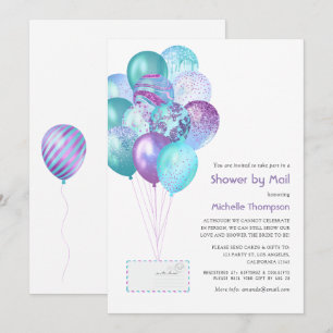 Invitation Baby Shower ou Mariage par la Poste Violet et Bleu