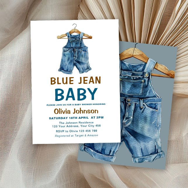 Invitation Baby shower Ouest Blue Jean Boy (Créateur téléchargé)