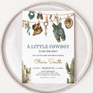 Invitation Baby shower Ouest sauvage Little Cowboy