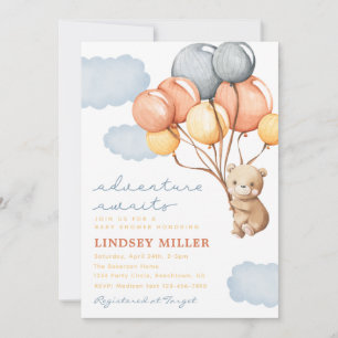 Invitation Baby shower Ours Ballons   Aventure