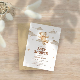 Invitation Baby shower Ours Beige Neutre