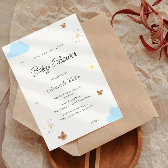 Invitation Baby shower Ours bleu et Brown (Créateur téléchargé)
