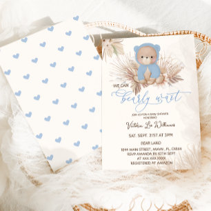 Invitation Baby Shower Ours Bleu Garçon