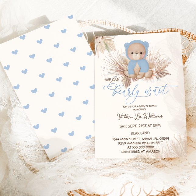 Invitation Baby Shower Ours Bleu Garçon  (Créateur téléchargé)