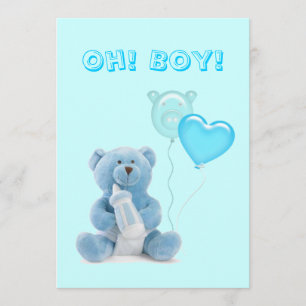 Invitation Baby shower Ours Bleu Teddy