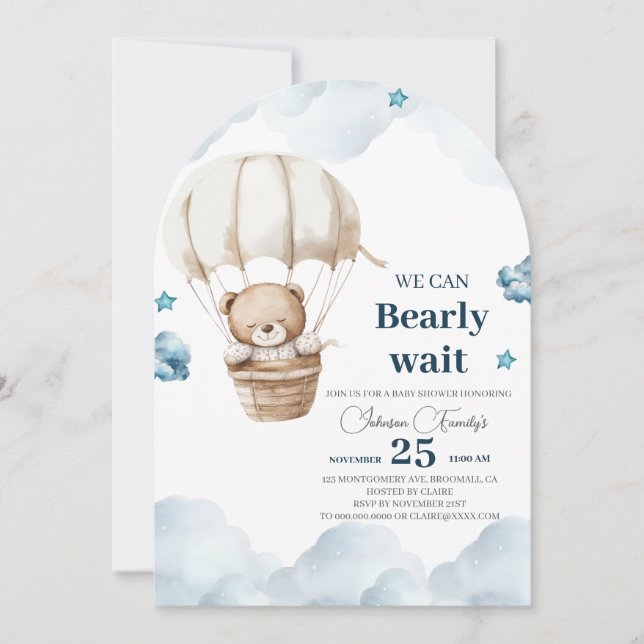 Invitation Baby shower Ours Brown (Devant)