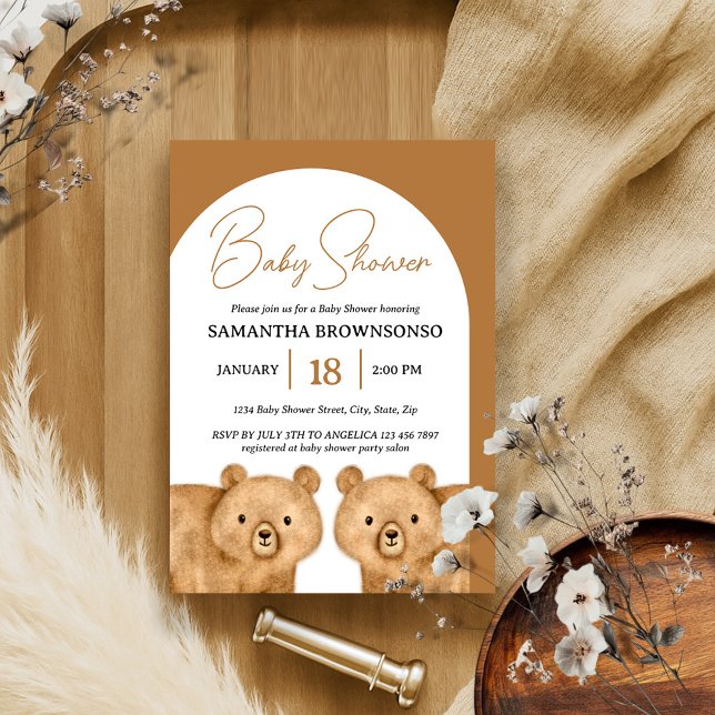 Invitation Baby Shower Ours Brun (Créateur téléchargé)