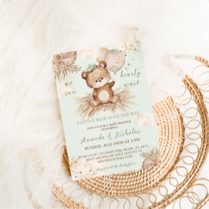 Invitation Baby Shower Ours Brun Bohème