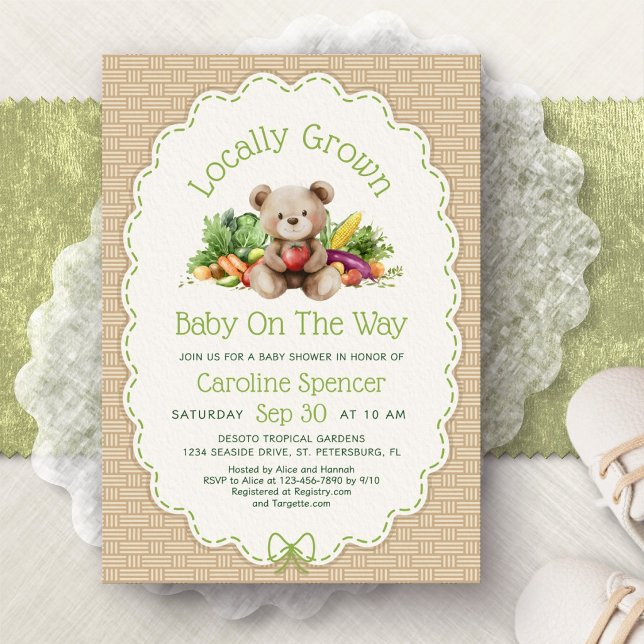Invitation Baby-Shower Ours Croissance Locale (Créateur téléchargé)