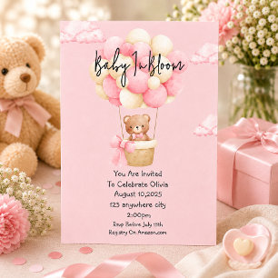 Invitation baby shower ours d'amour rose